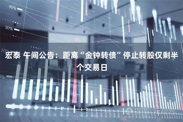宏泰 午间公告：距离“金钟转债”停止转股仅剩半个交易日